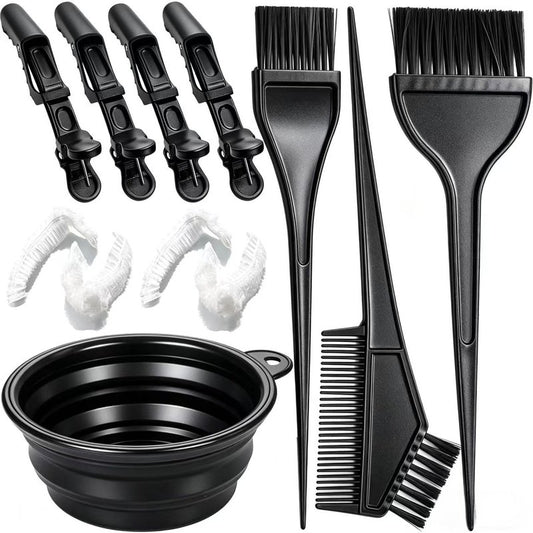 Borogo 12Pcs Professional Salon Hair Coloring Dyeing Kit, Hair Bleach Dit Hair Coloring Products with Hair Dye Brush, Hair Color Bowl, Hair Clips