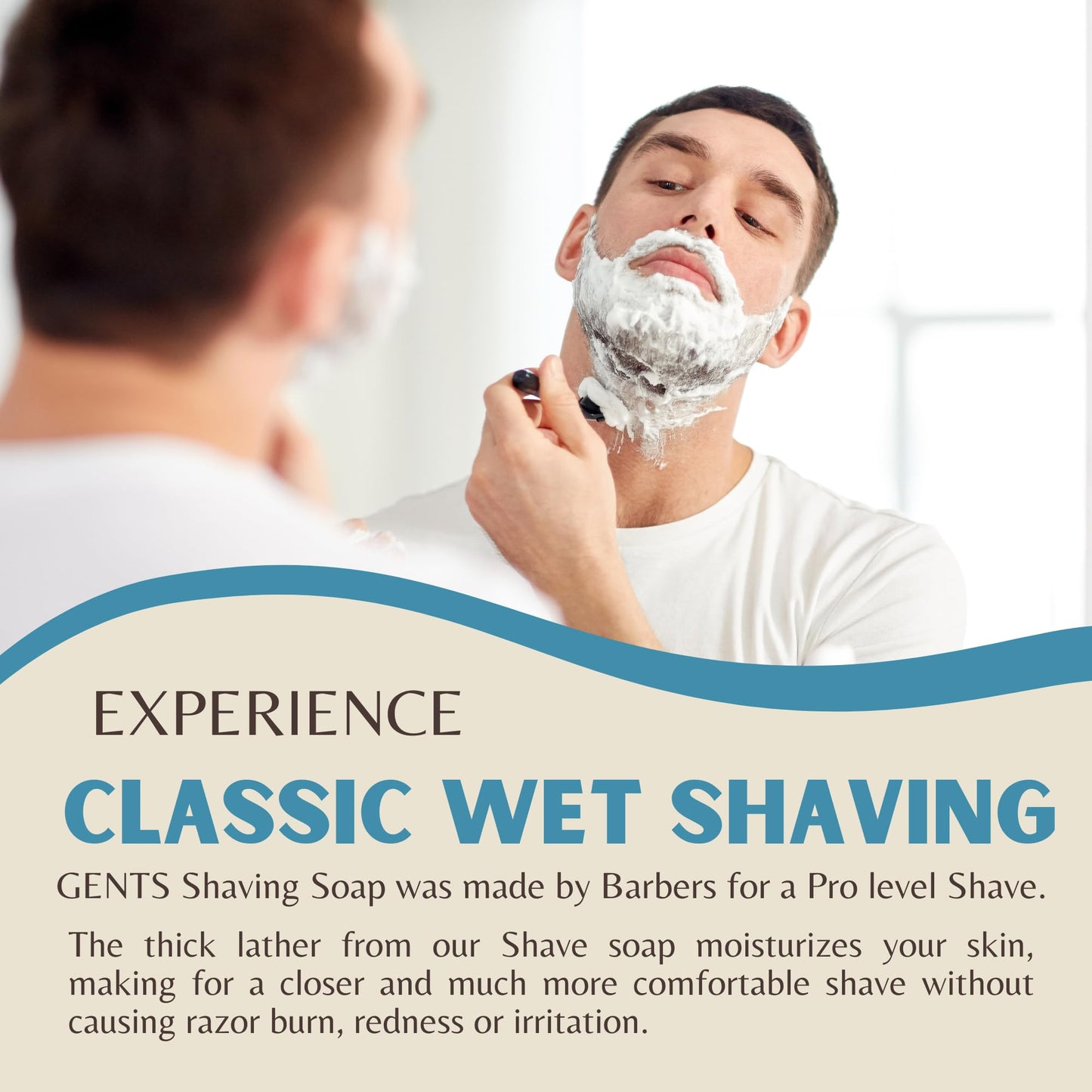 GENTS 97% All Natural Shave Soap Set for Men, Fragrance Free Shaving Soap with Shea Butter for Sensitive Skin