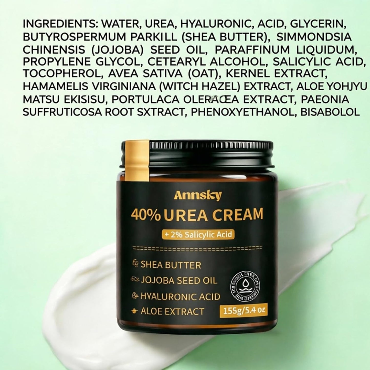 Urea Cream 40% with Salicylic Acid 2% - Maximum Strength Foot Cream for Dry, Cracked Heels | 155g