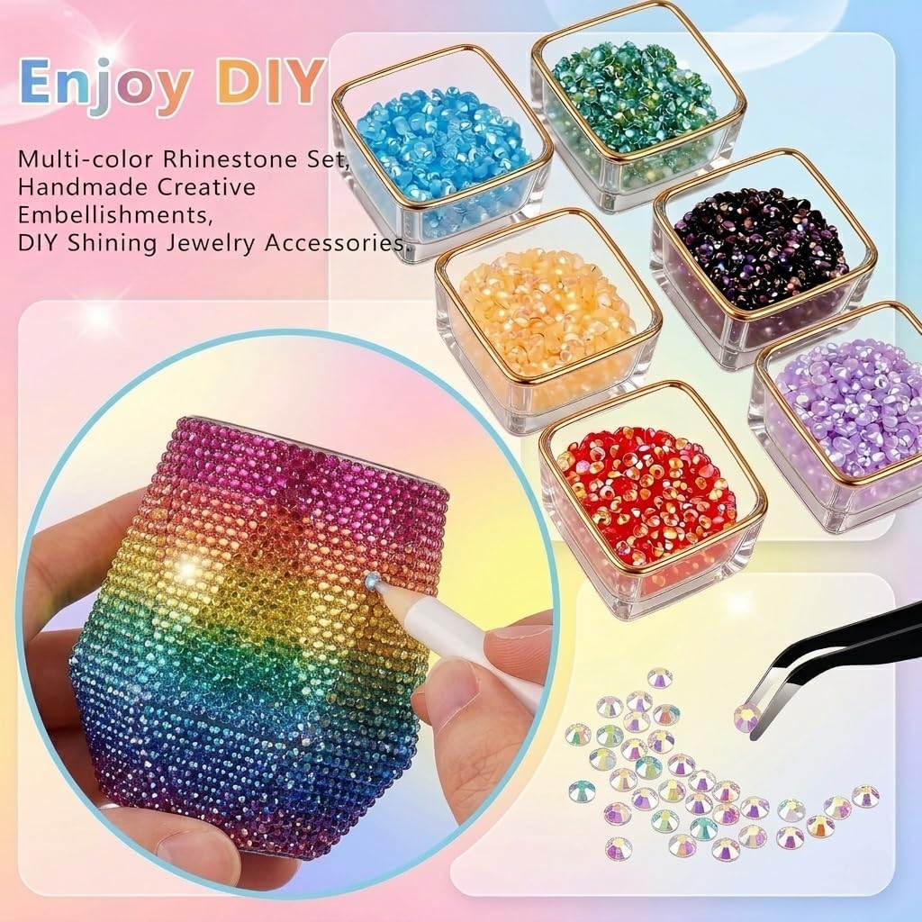 Resin Jelly Rhinestones Bedazzling Kit - 40,000 Pcs 3mm Sparkly Flatback Gems with Glue & Tools | Perfect for Nail Art, DIY Crafts, and More