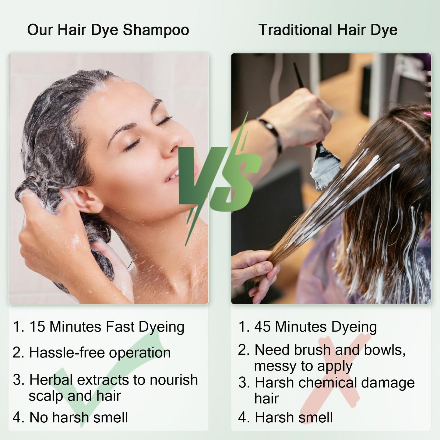 Brown Hair Dye Shampoo 3 in 1, 100% Instant Gray Hair Coverage Long-lasting Natural Herbal Ingredients Hair Color Shampoo for Women Men