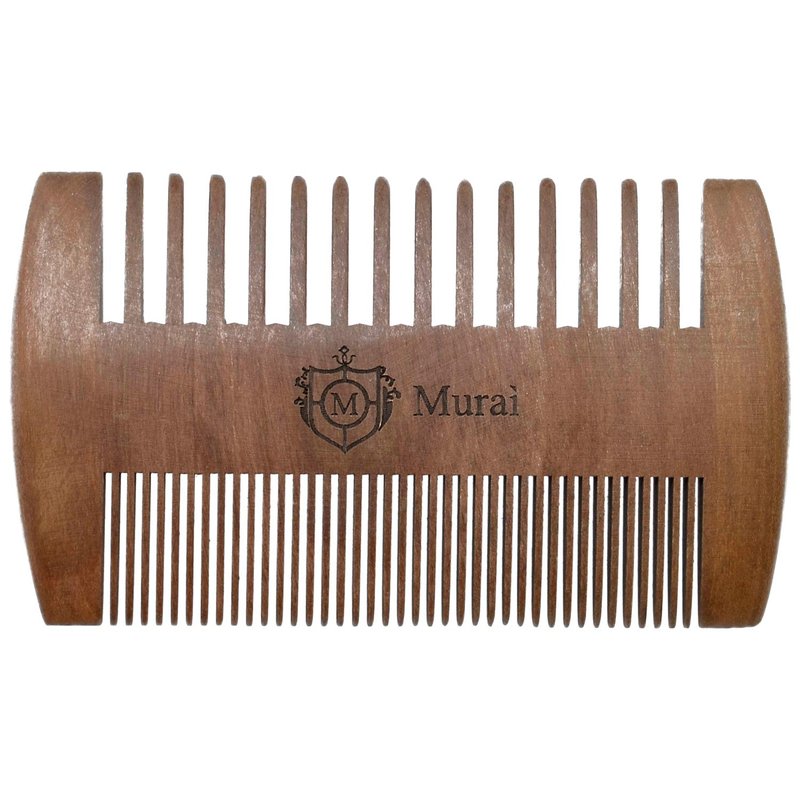 Murai by Giorgio GIOWC Wooden Beard Combs for Men - Dual Action Fine & Wide Tooth Wood, Perfect for Use with Balms and Oils, Cherrywood Pocket Comb for Beard & Moustache.