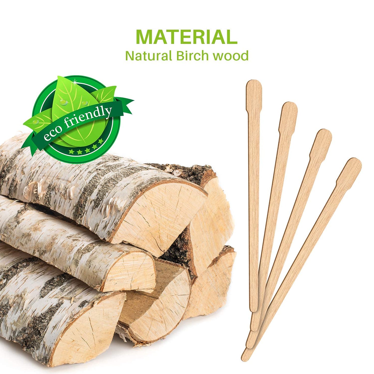 Mibly 500 Pcs Wooden Wax Sticks - Eyebrow, Lip, Nose Small Waxing Applicator Sticks for Hair Removal and Smooth Skin - Spa and Home Usage