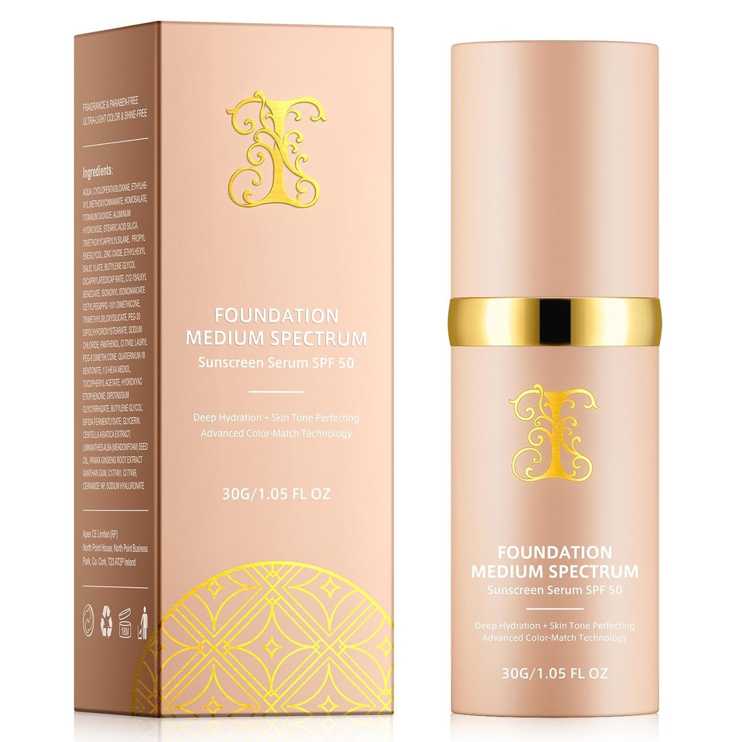 4-in-1 Color Changing Foundation - Medium Spectrum SPF 50+ | Longwearing, Waterproof, Hydrating, 30ml