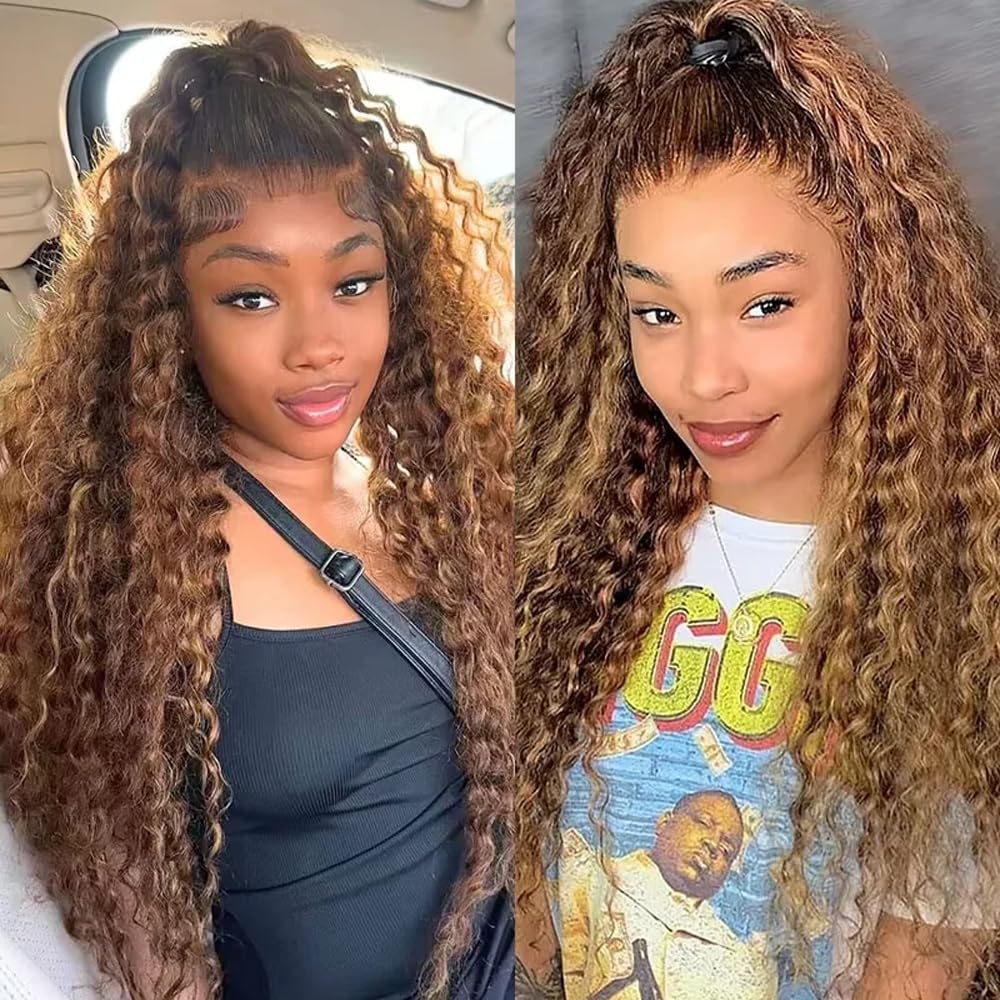 Highlight Bundles P427 Human Hair Bundles Dark Brown Bundle 16 18 20 inch Ombre Brown Deep Wave Bundle 150g