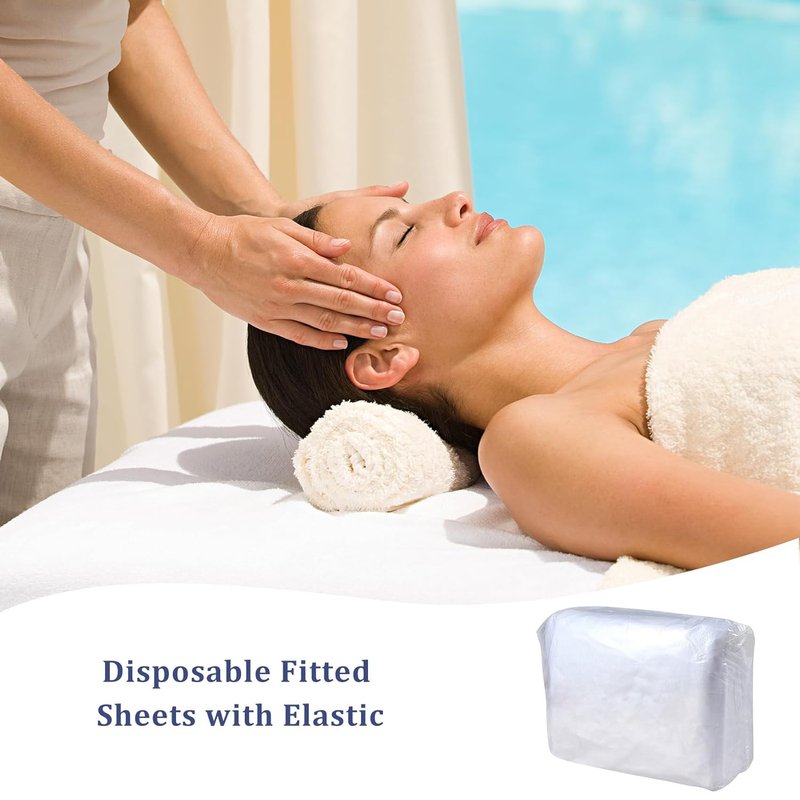 Disposable Fitted Massage Table Sheets - Heavy Duty Elastic Bed Covers | 50PCS, Breathable Non-Woven Fabric, 36 x 85 Inch, White