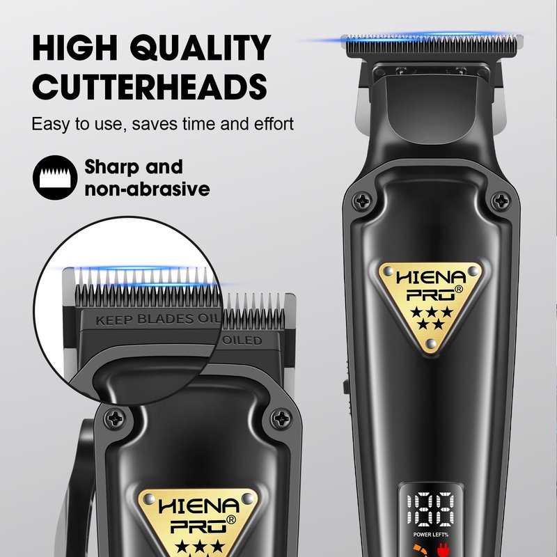 HIENA PRO Professional Hair Clippers Set & Cordless Barber Clippers for Men, Clippers Set and Trimmers Kit, Hair Cutting Tools, Clippers for Hair Cutting, Gifts for Men