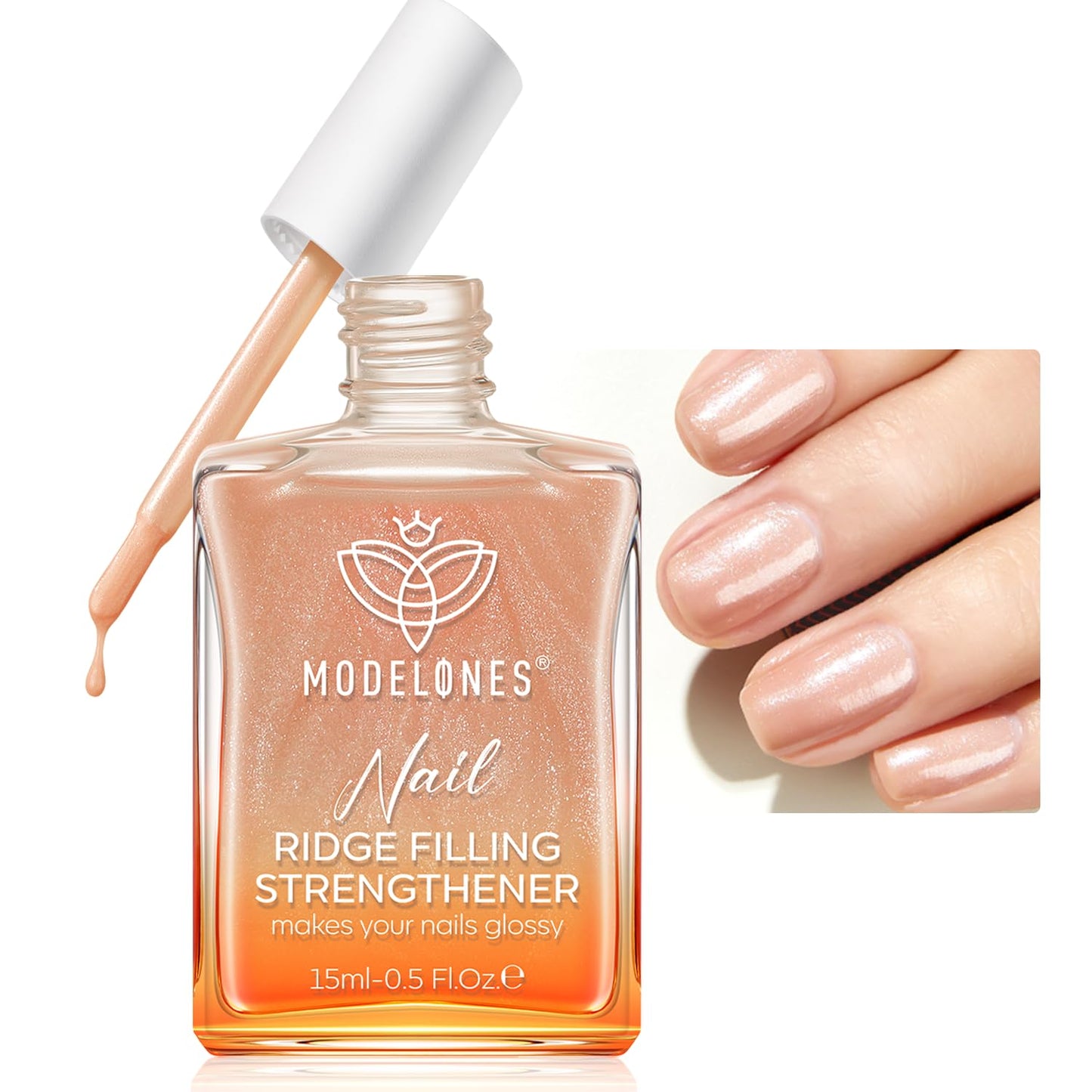 Modelones Nail Strengthener & Growth | Extra Strong Clear Nail Polish for Damaged Nails - 15ml