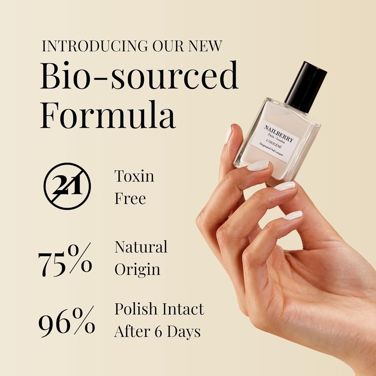 Oxygenated Nail Lacquer - Rose Blossom Pastel Pink | 12-Free Vegan Nail Polish | UV Protected Long-Wear | 15 ml