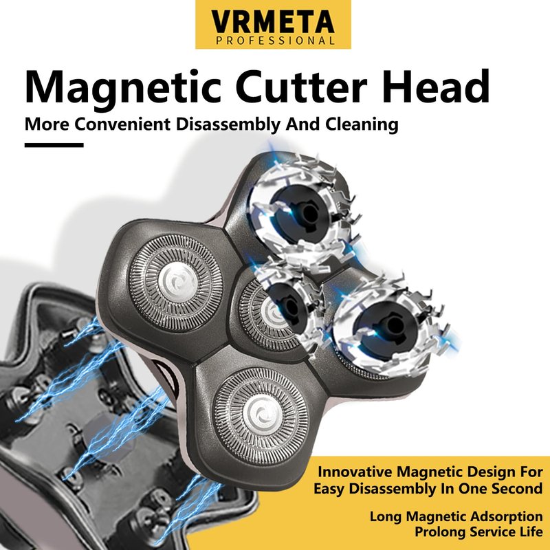 VRMETA New Upgrade Head Shaver Replacement Heads for Skull Shaver Pitbull Platinum Pro Butterfly Kiss, and Palm Hypo-Allergenic Electric Razor