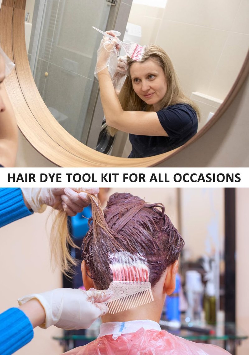YOOVR 19PCS Hair Bleach Dye Kit with Hair Dye Brush and Bowl Whisk Hair Clips Protective Gear Set, Ideal for Hair Bleaching Coloring Highlighting, Essential Salon Supplies for Home Use (Pink)