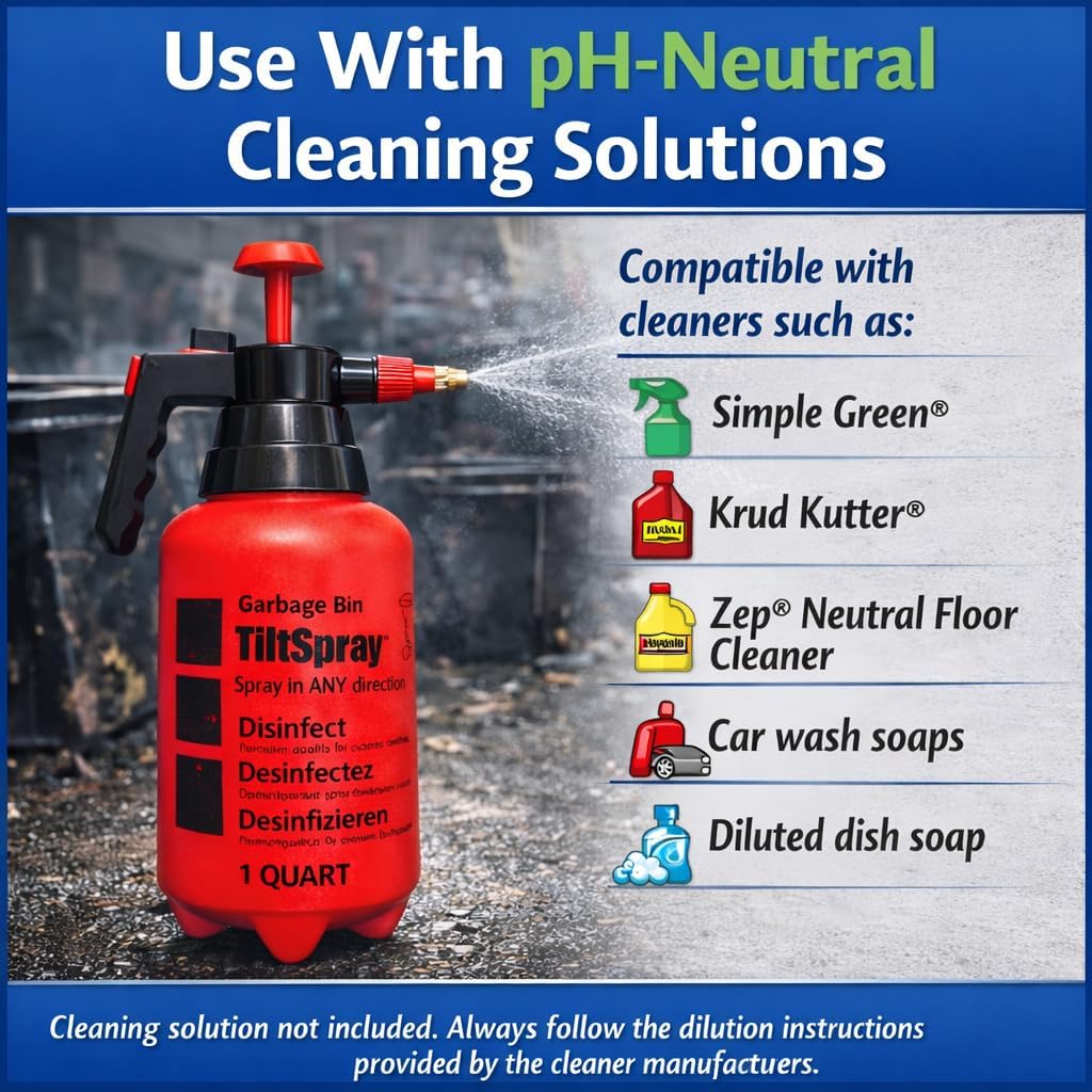 TiltSpray 32oz Spray Bottle - Heavy Duty Upside Down Sprayer for Kitchen, Bathroom, Plants & Car Detailing | Leak Resistant, Adjustable Nozzle
