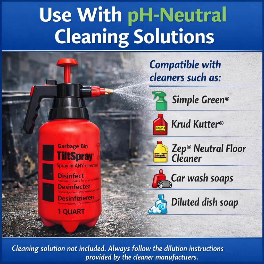 TiltSpray 32oz Spray Bottle – Sprays Upside Down & Any Angle, Heavy Duty Cleaning Sprayer for Hard-to-Reach Areas, Kitchen, Bathroom, Plants & Car Detailing – Leak Resistant, Adjustable Nozzle