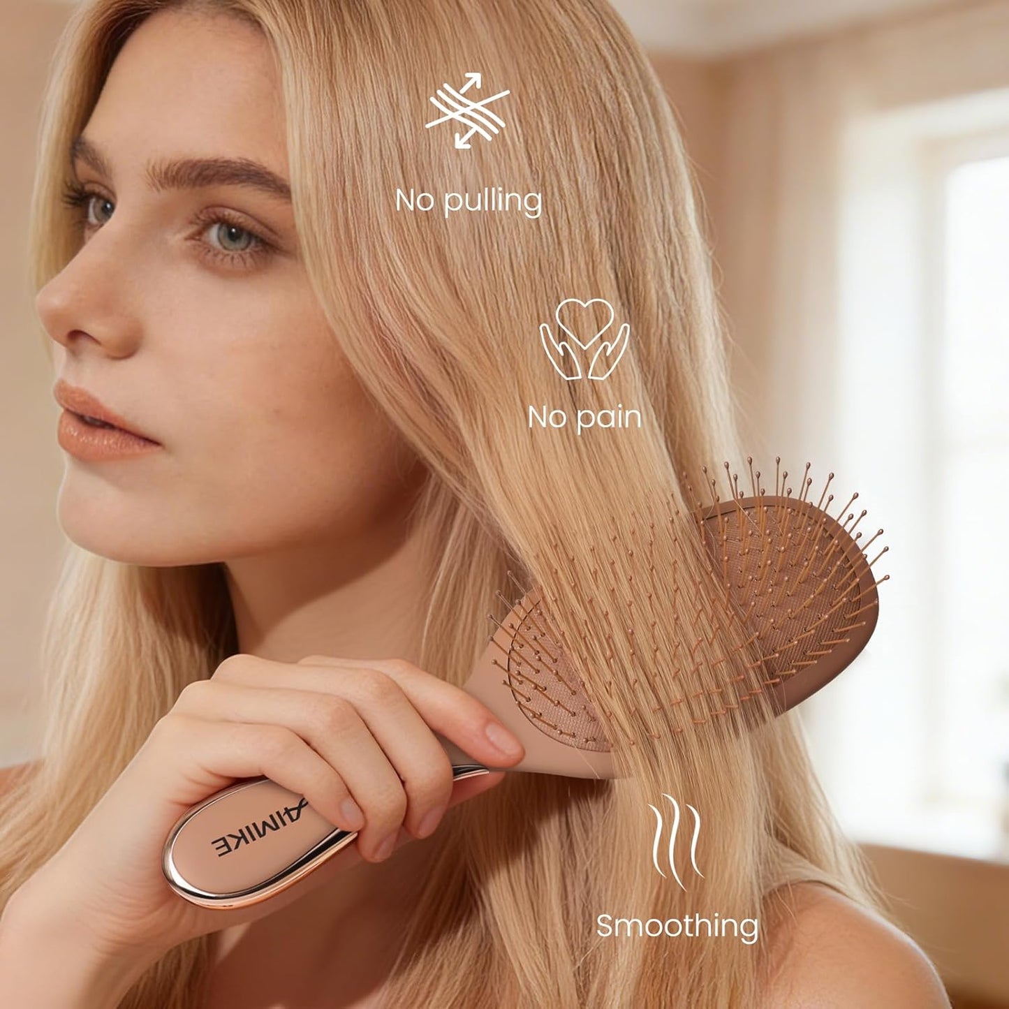 Mocha Mousse Detangler Brush - Pain-Free Hair Detangling with Ultra-Soft FlexGlide Bristles | Ideal for Thin Fine Hair