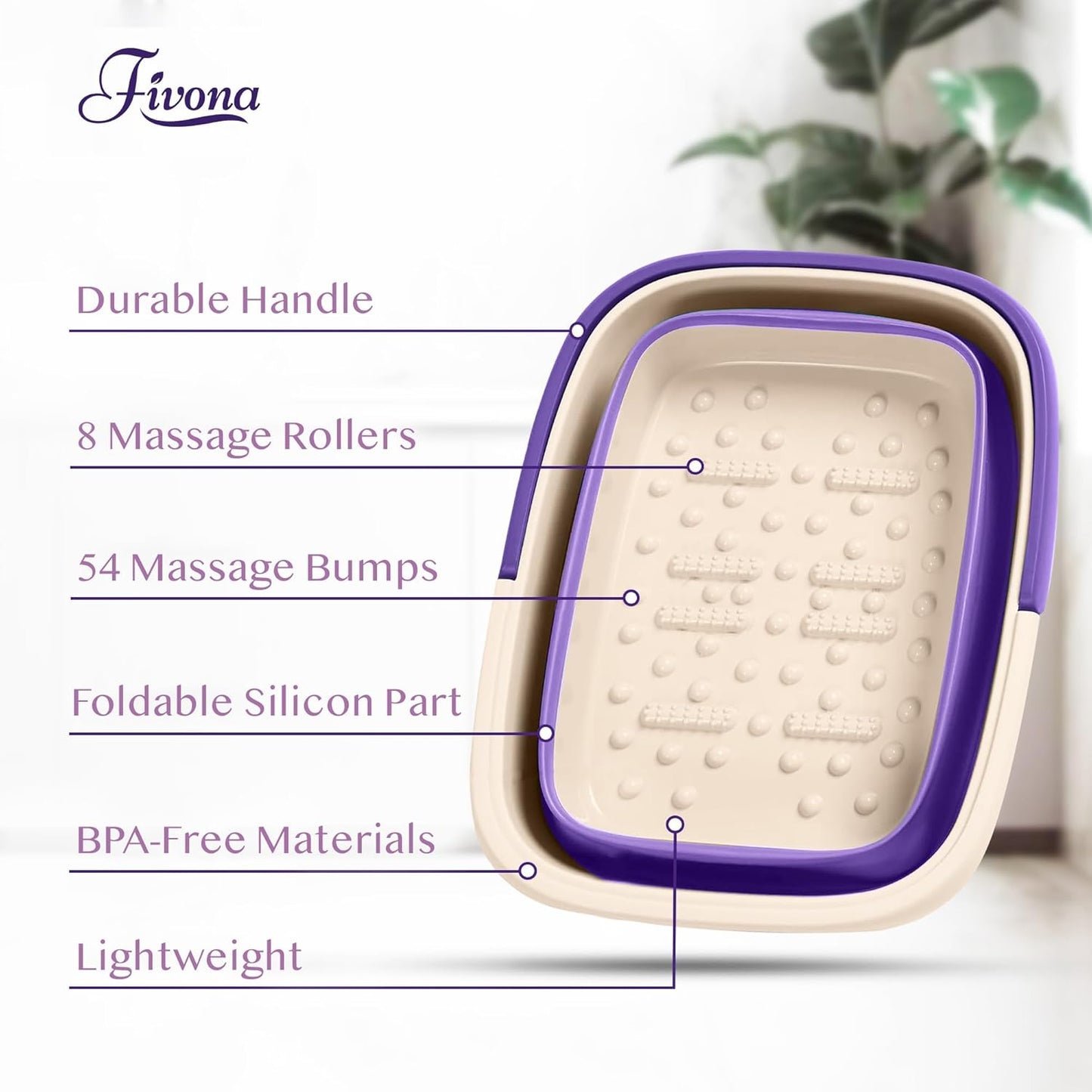 Fivona Foot Care Kit - 3-in-1 Epsom Salt Foot Soak with Lavender & Essential Oils | Collapsible Basin & Dual Action File
