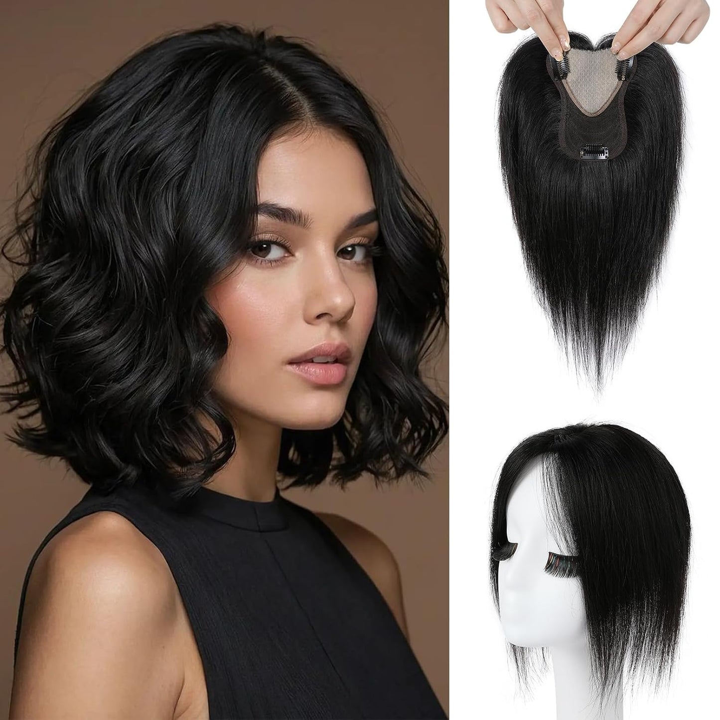 Human Hair Toppers for Women - Real Thick Hair Topper for Instant Volume | Gray Wiglet for Daily Wear