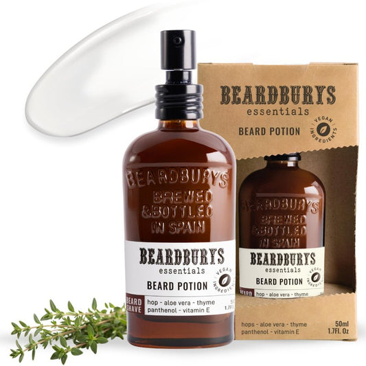 Beardburys Essentials Beard Potion | Moisturizing Beard Cream, Keeps Skin Moisturized and Itch Free, Increased Growth and Shine, With Hops and Vitamin E, 100% Vegan - 1.7 Fl