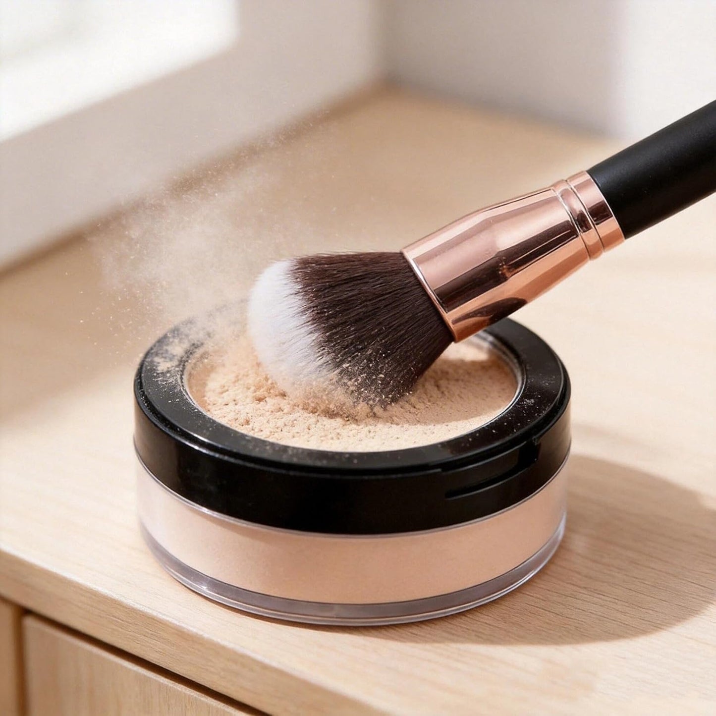 Pointed Powder Foundation Fan Brush - Ultra-Soft Bristles for Liquid Foundation, Blush & Highlighter | Professional Makeup Tool