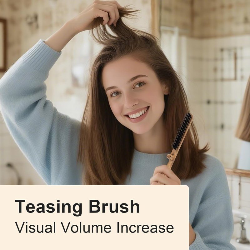 Boar Bristle Hair Brush - Portable Foldable Edge Brush for Travel | Lipstick-Sized Design