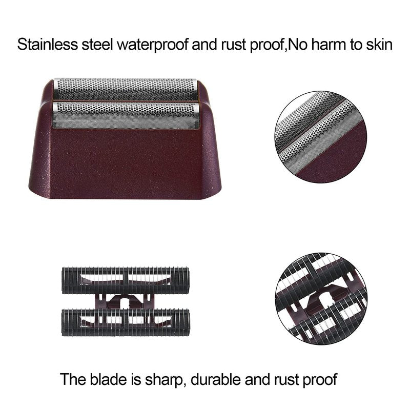 2 Pack Professional Replacement Silver Foil and Cutter Bar Assembly Compatible with wahl Shaver Foil 7031-100, 7043-100 5 Star Series Finale Shaver Replacement Silver Heads (red)