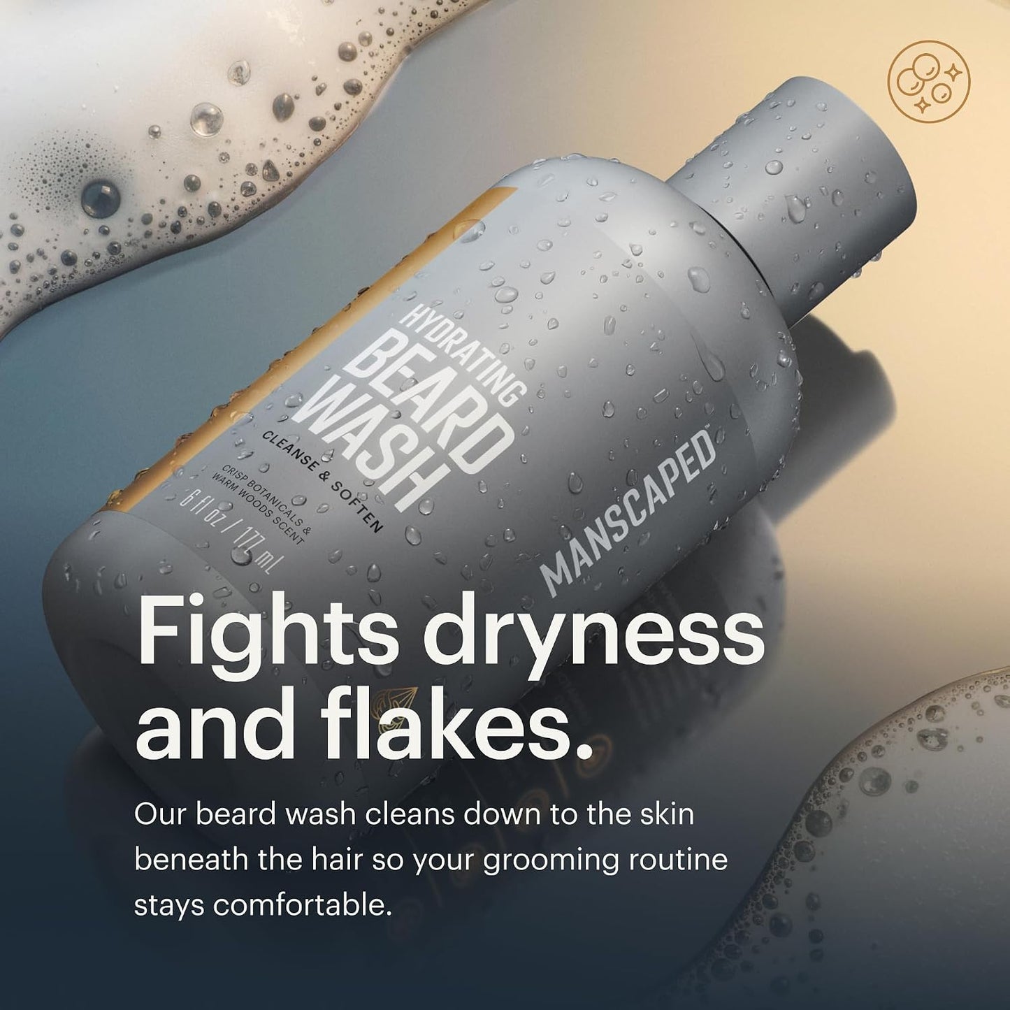 Hydrating Beard Wash - Daily Facial Hair Cleanser with Ceramides & Avocado Oil | Gentle Exfoliating Wash, 6 fl. oz.