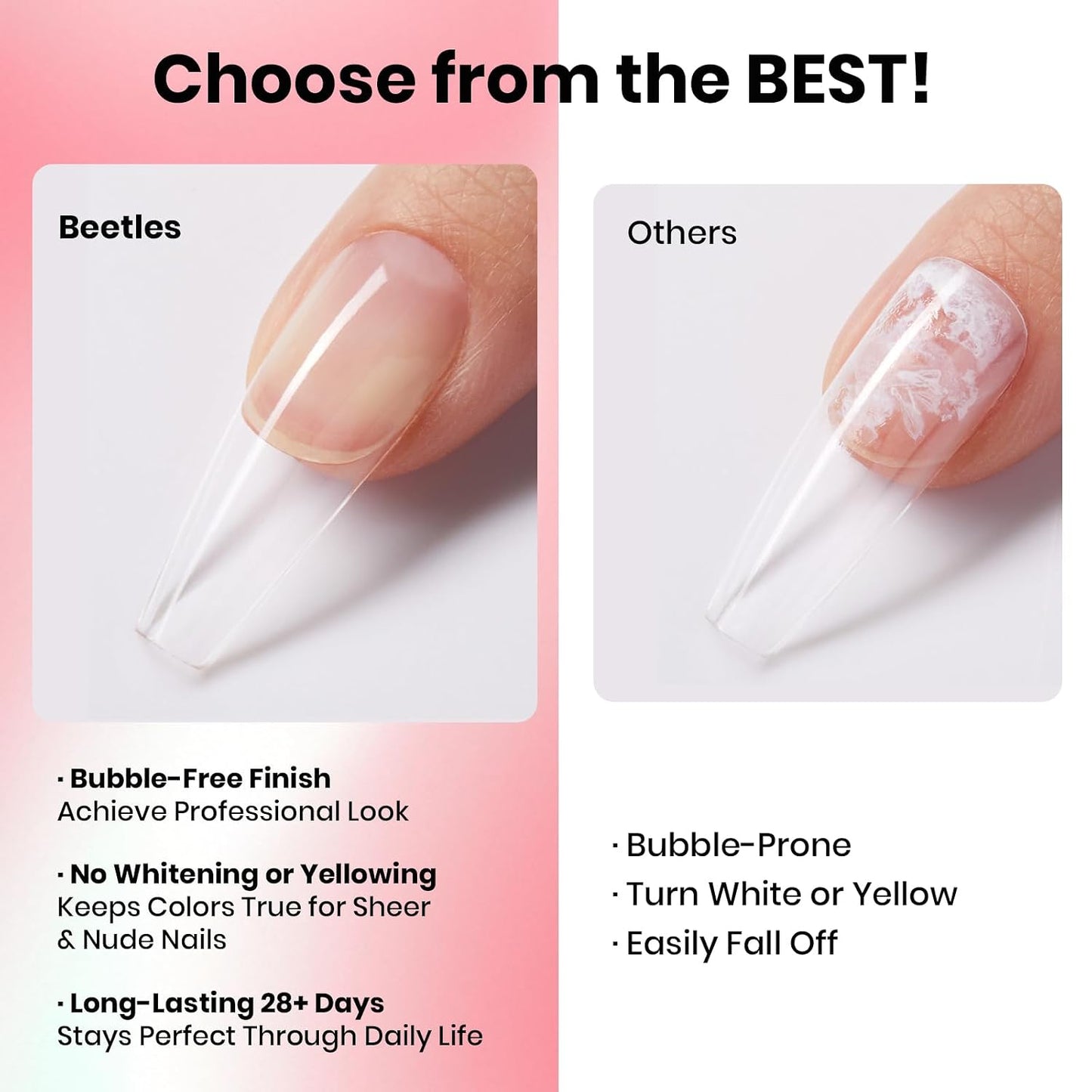 Beetles Press-On Nail Glue - Quick-Drying 10ml Brush-On Adhesive for Acrylic & Fake Nails | Long-Lasting Summer Manicure