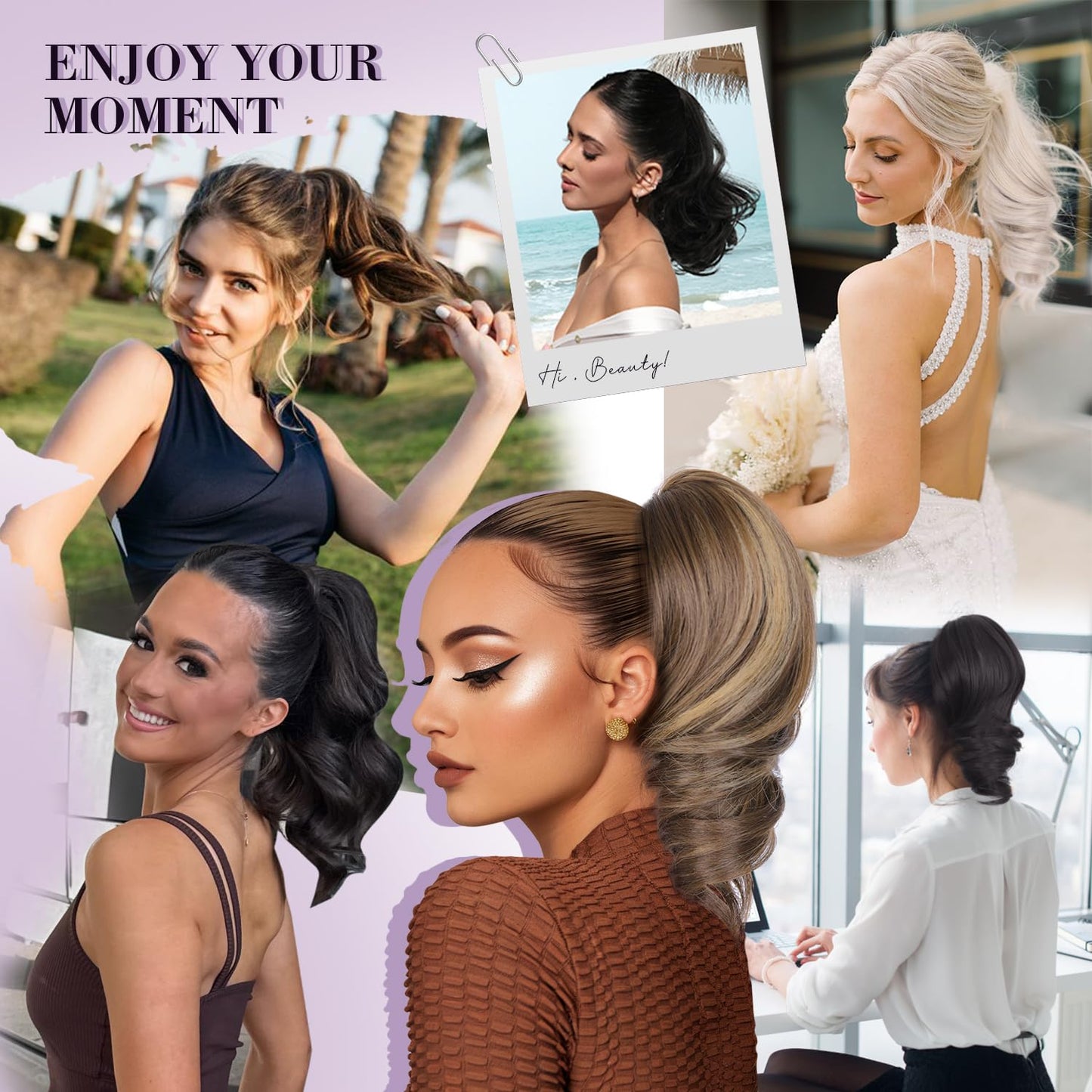 12 Inch Short Ponytail Extension - Curly Wavy Clip-In Hair Extensions | Synthetic Claw Clip - Copper Brown
