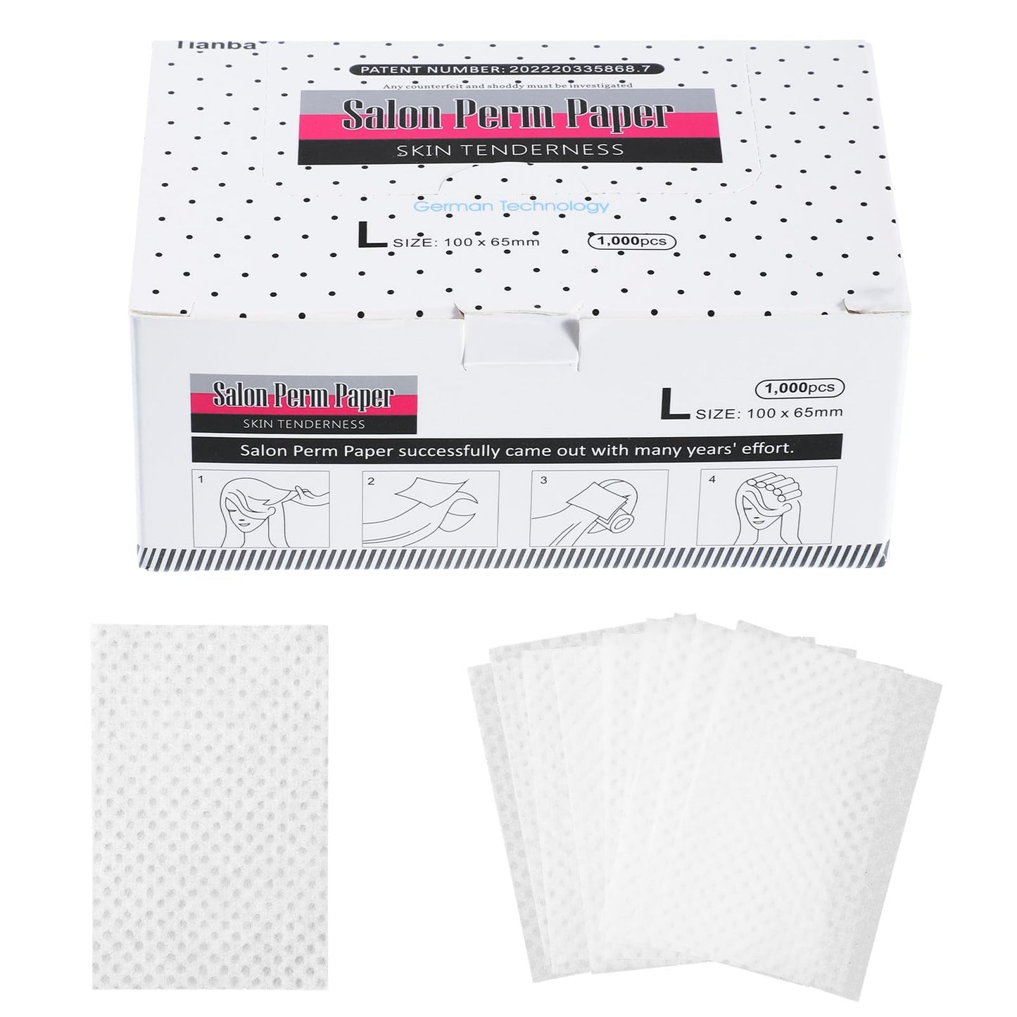 YBEATY 1000 Sheets Disposable Salon Perm Paper Breathable Hair Perm Paper 3.9 × 2.5 inches Regular Perms End Home Salon Tool for Hair Shop Professional Stylist For Hot Cold Curling Styling