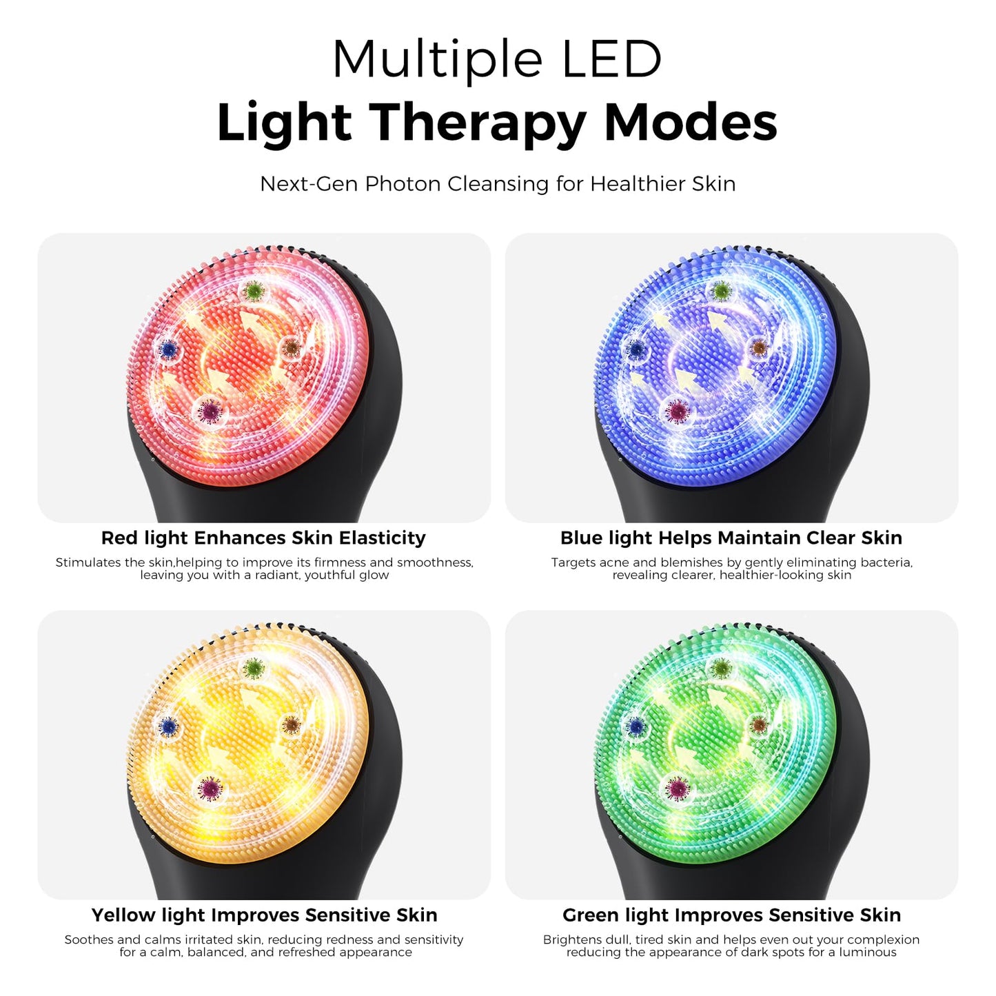 Ccigedy Face Scrubber Brush, Electric Silicone Face Scrubber, Waterproof and Rechargeable Facial Cleansing Brush with 4 LED Gentle Light, Sonic Facial Pore Exfoliator Cleanser Tool for Women & Men