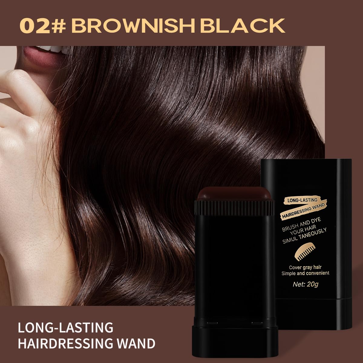 Hair Dye Concealer Stick - Instant Gray Root Coverage | Waterproof & Long-Lasting Temporary Hair Color (Black)