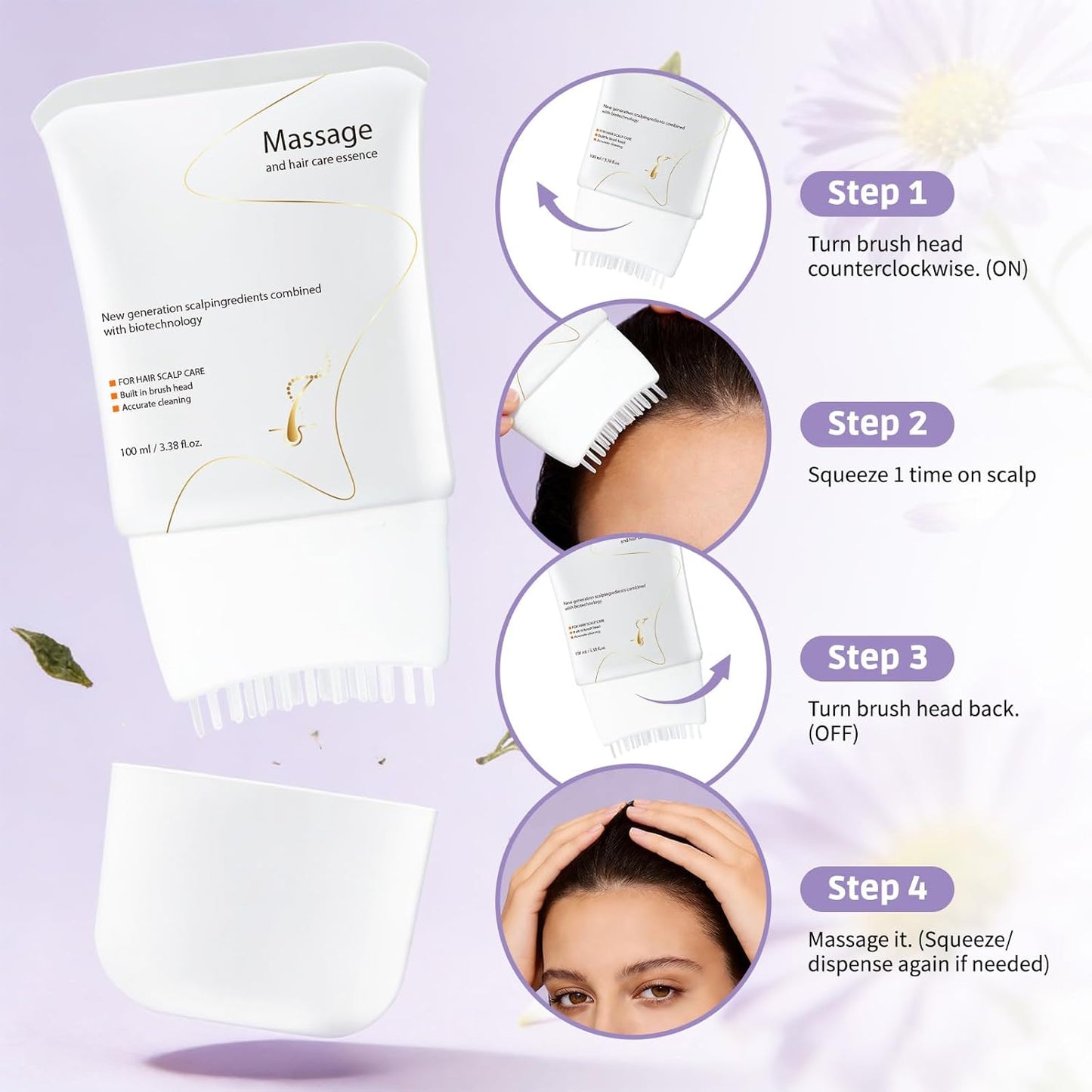 Hair Growth Serum with Brush - Scalp Treatment with Heart Leaf Exosomes & Echinacea | 3.38 Fl. Oz