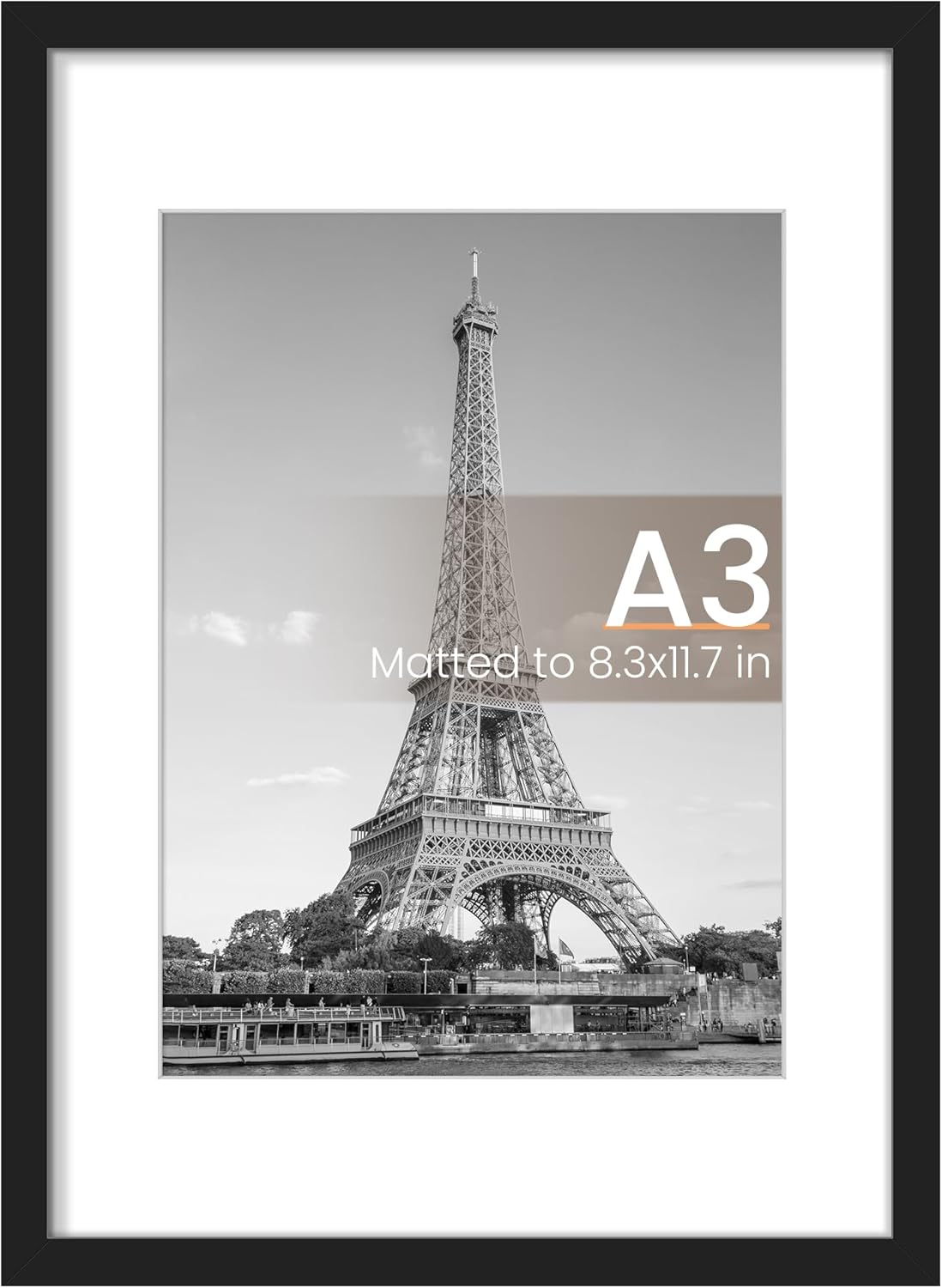 Upsimples 11x14 Picture Frame - Display 8x10 Photos with Mat or 11x14 Without Mat | Black Wall Hanging Frame