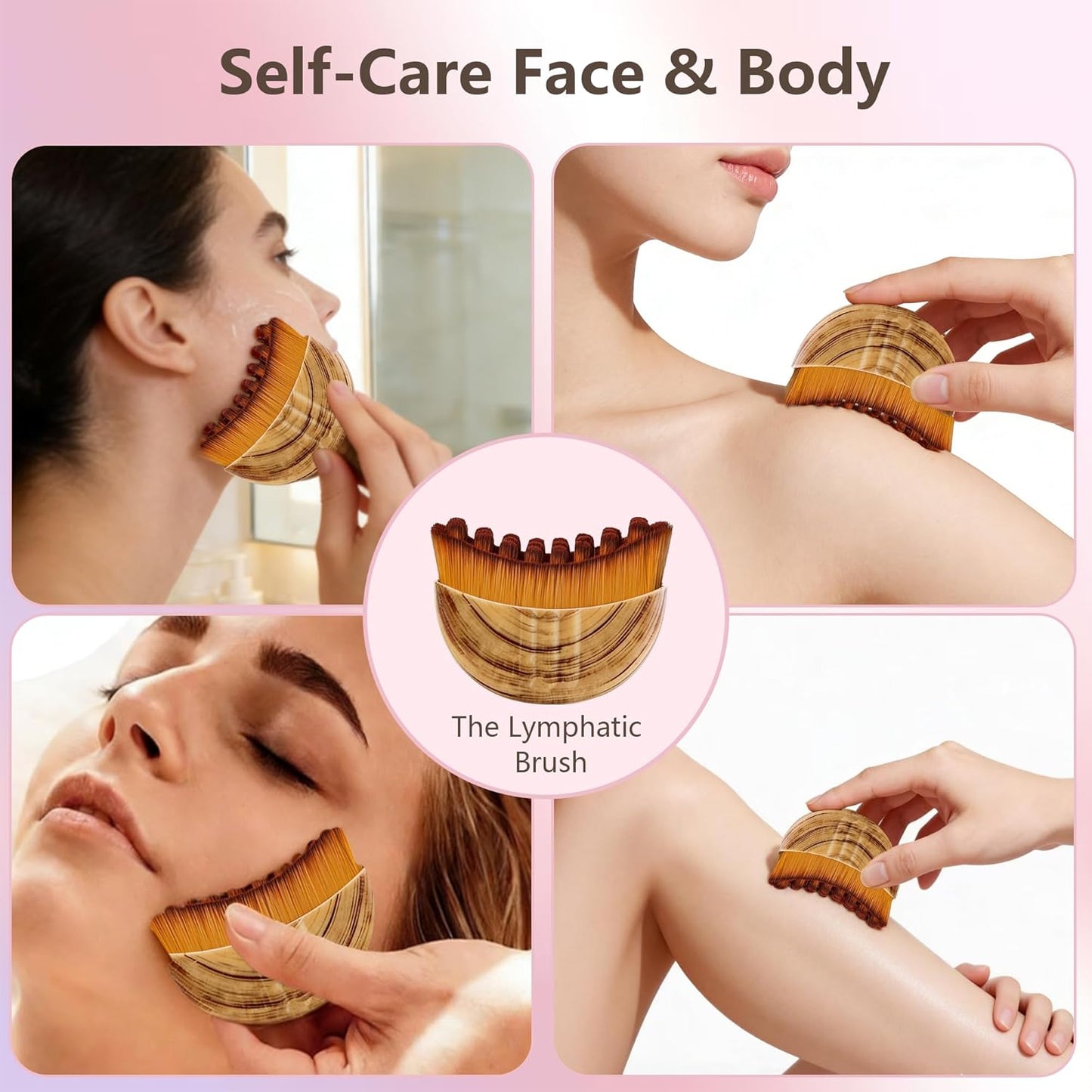 Lymphatic Contour Face Brush - Super Soft Manual Massager for Sculpting & Reducing Puffiness | Portable Case Included