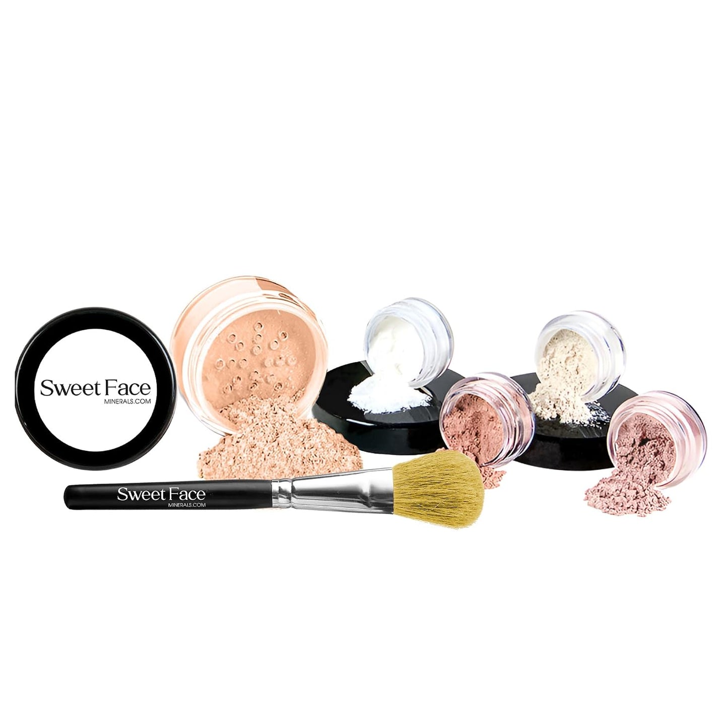 Mineral Makeup Starter Kit for Beginners - Full Size Foundation, Blush, Bronzer & Veil Primer | Warm Shades