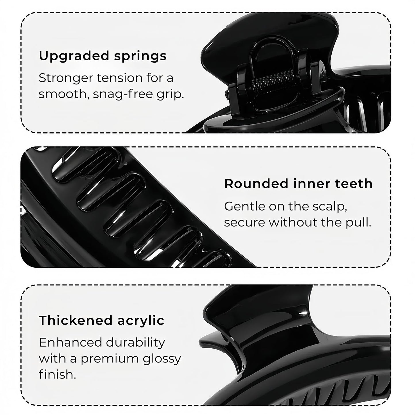 6 Inch Extra Large Claw Clip for Thick and Long Hair, Acrylic Jumbo Hair Clips with Curved Design, Strong Grip Non-Slip Oversized Hair Jaw Clip for Women Girls - Black