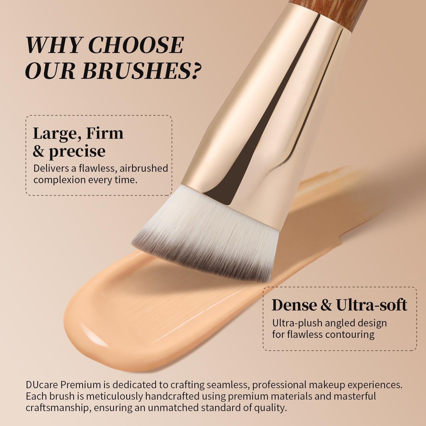 DUcare Angled Foundation Brush for Flawless Makeup Application Professional Liquid, Cream Powder Foundation Brush with Dense Bristles(Triangle)