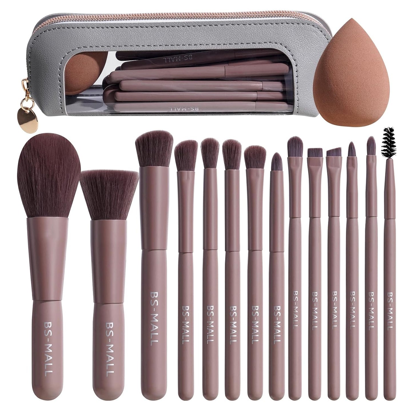 14 Pcs Makeup Brushes Set - Essential Foundation, Powder, Concealer & Eye Shadow Brushes with Travel Case | Bamboo