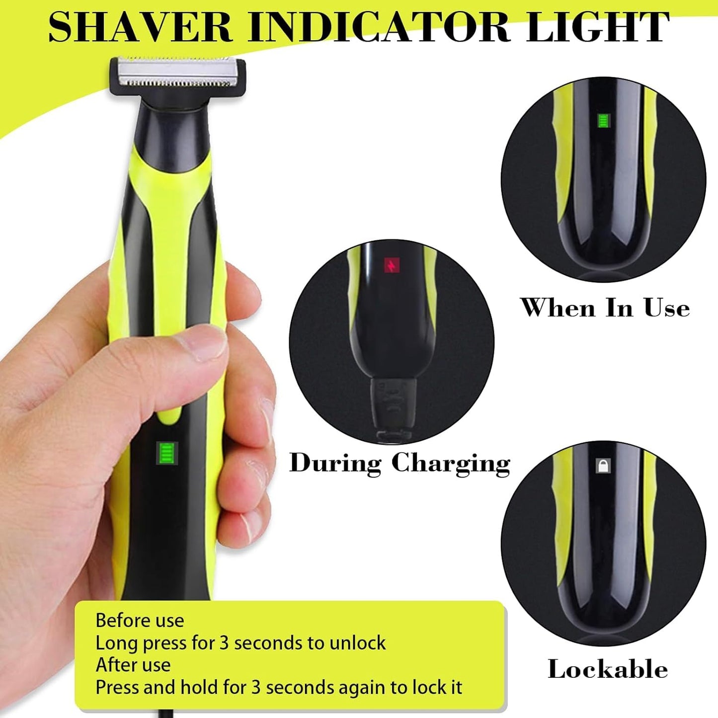 LinMei Men’s Electric Shaver Full Body Wet & Dry Shaver, USB-C Fast Charging, IPX5 Waterproof, Cordless Razor for Face, Head, Body Includes Beard Trimmer Attachment (Trimmer+Green Travel Box)