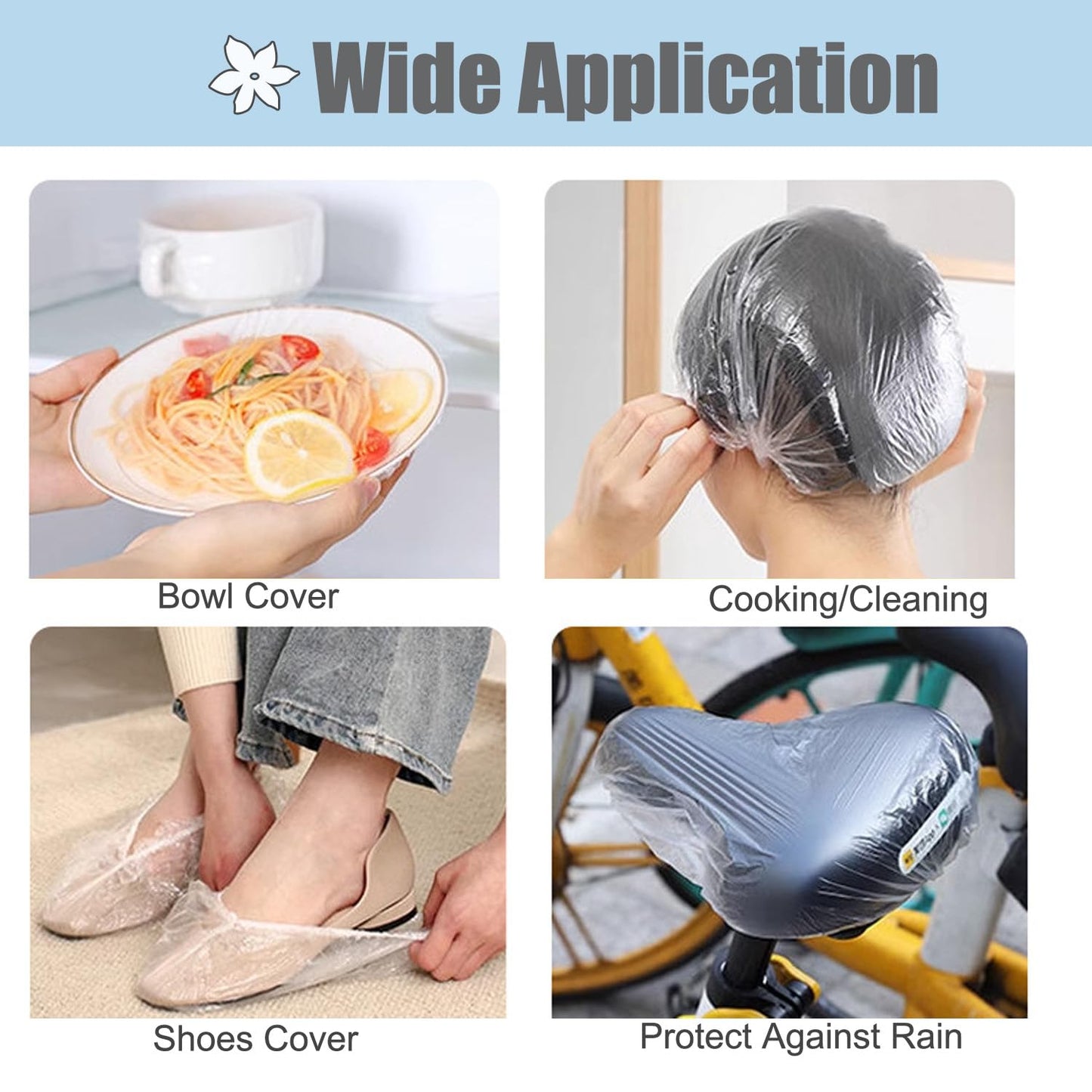 Disposable Shower Caps - Large 50cm Unisex Waterproof Hair Caps | Reusable Thin Design for Deep Conditioning