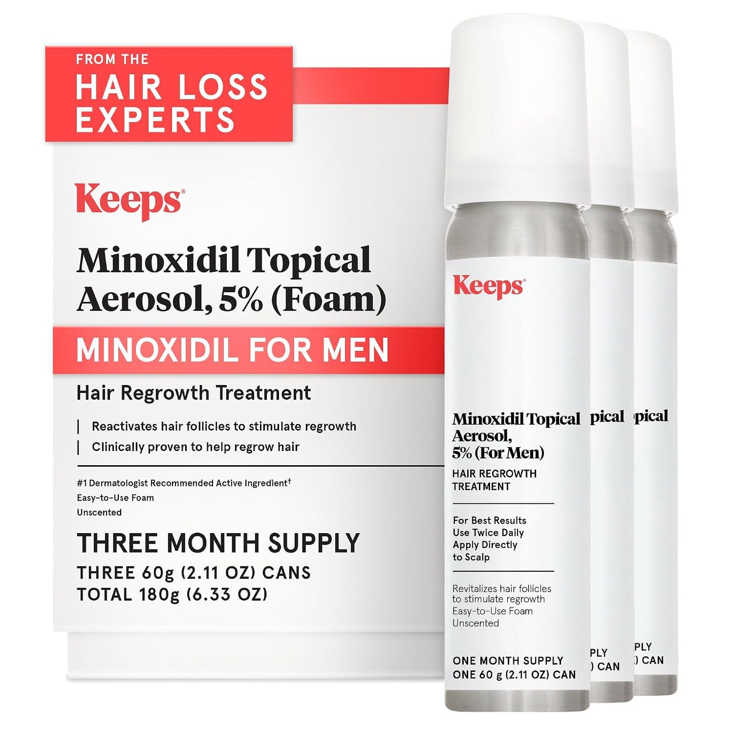 Minoxidil Solution 5% for Men - Extra Strength Hair Regrowth Treatment - Non-Greasy Formula | 3 Month Supply (3 x 2 fl oz Bottles)