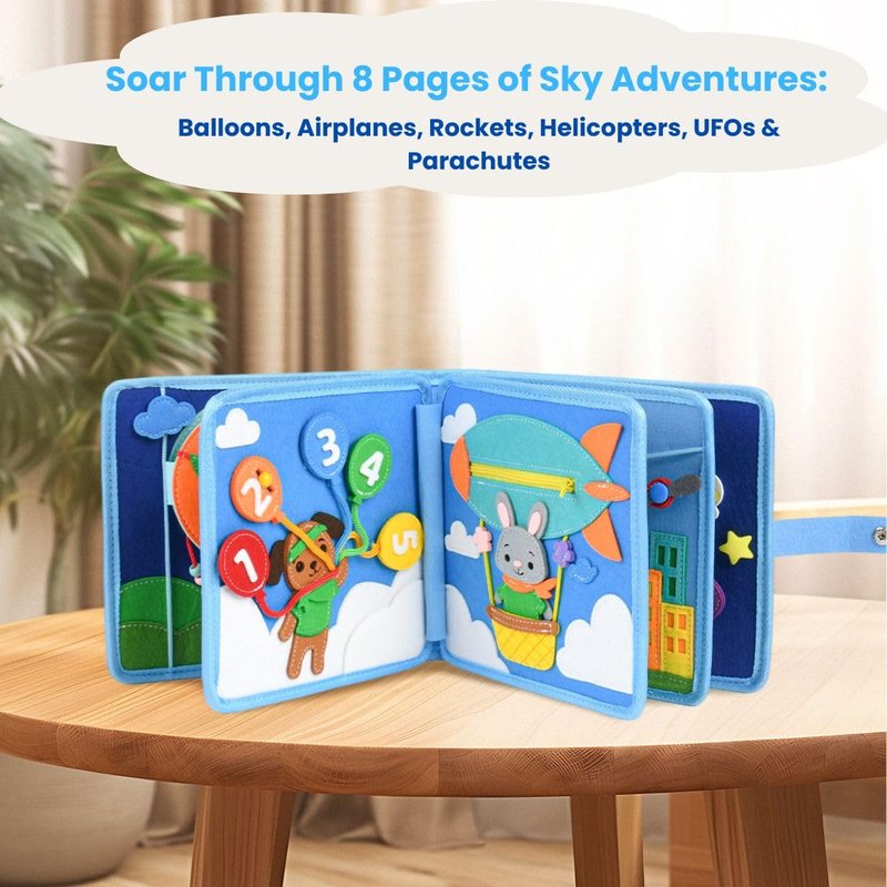 Bright Keiki Busy Book for Toddlers 1–3 – Montessori Busy Board & Educational Toys for 2 Year Old – Away We Go Travel Activity Book