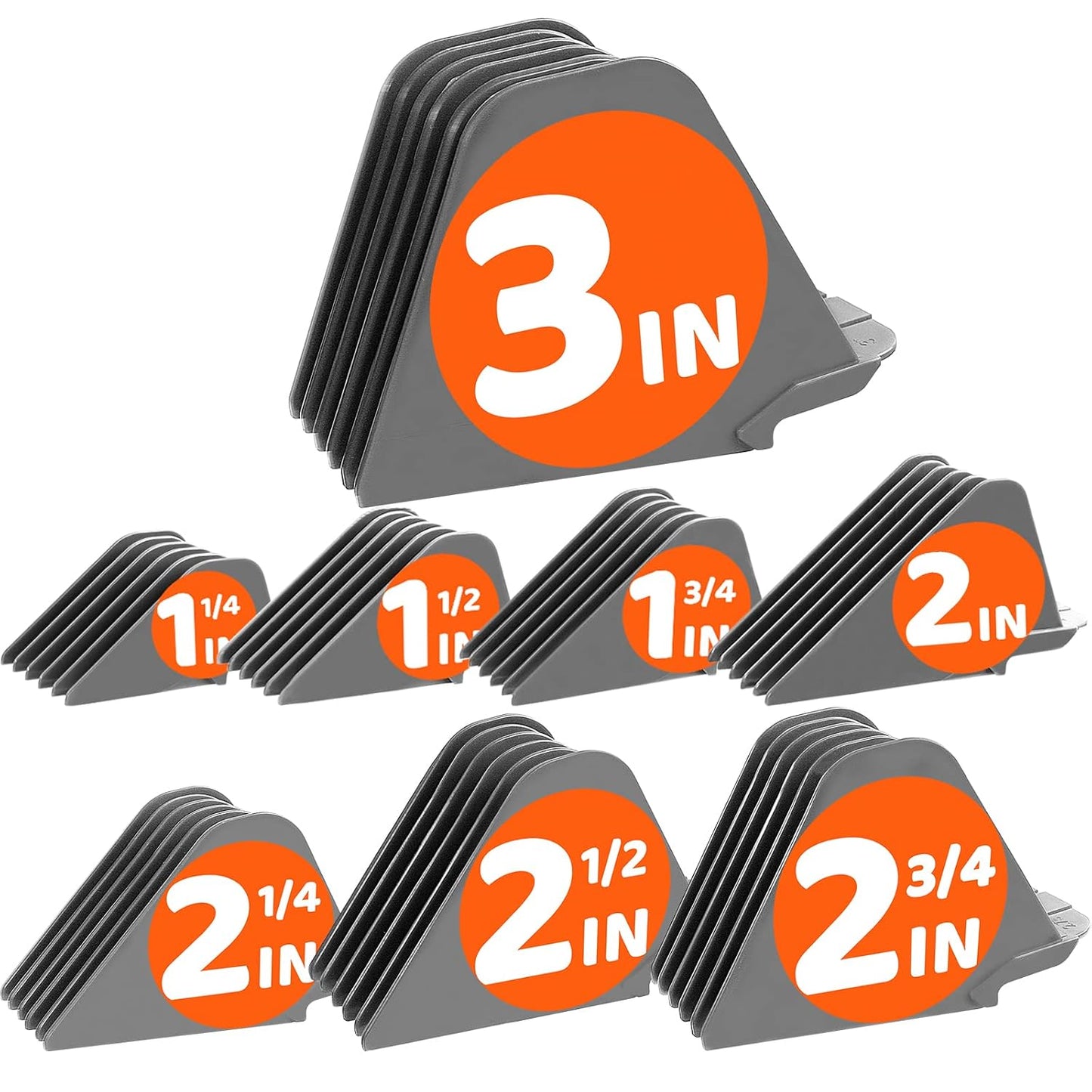Hair Clipper Guards - 8-Piece Set for Wahl Clippers | Gray, 3-Inch Size