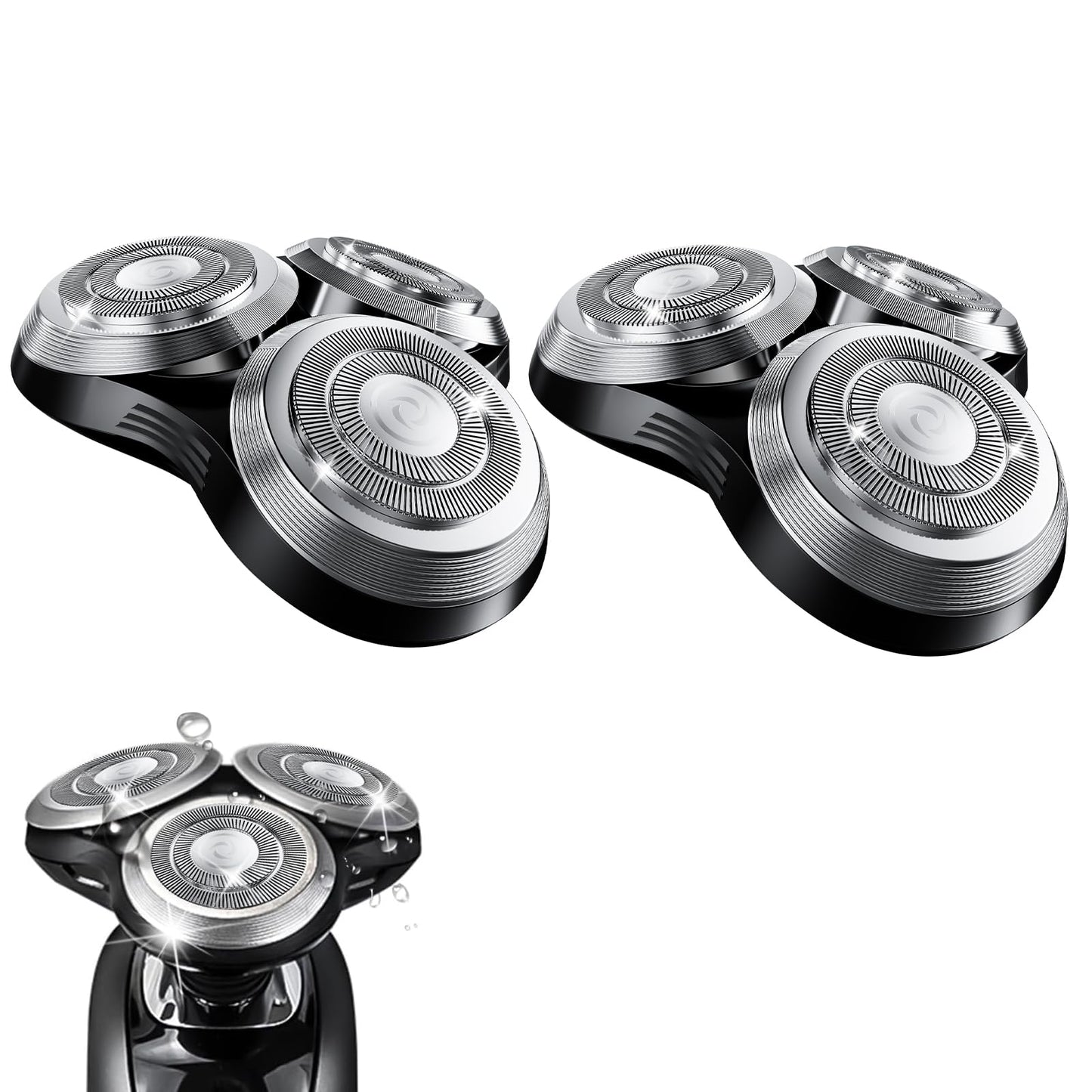 SH90 Replacement Rotary Heads Compatible with Philips Norelco Shavers Series 9000,Replacement Shaver Head with Double Metal Wheel Buckle and Upgrade Double-Layer Precision Blades (2 packs)