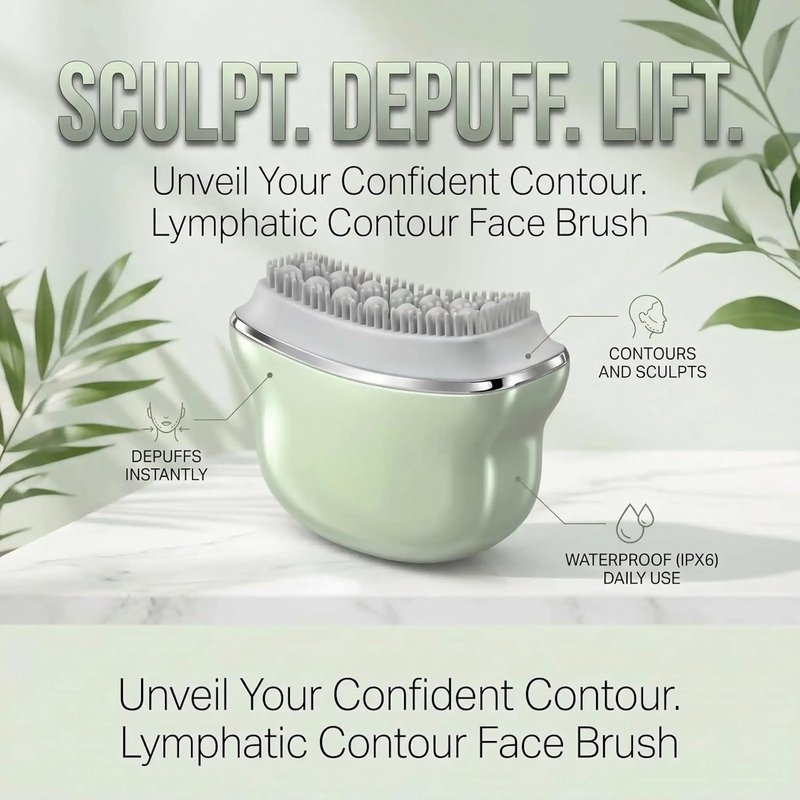 Lymphatic Contour Face Brush - Silicone Cleansing Tool for Anti-Puffiness & Jawline Sculpting | Improves Skin Glow