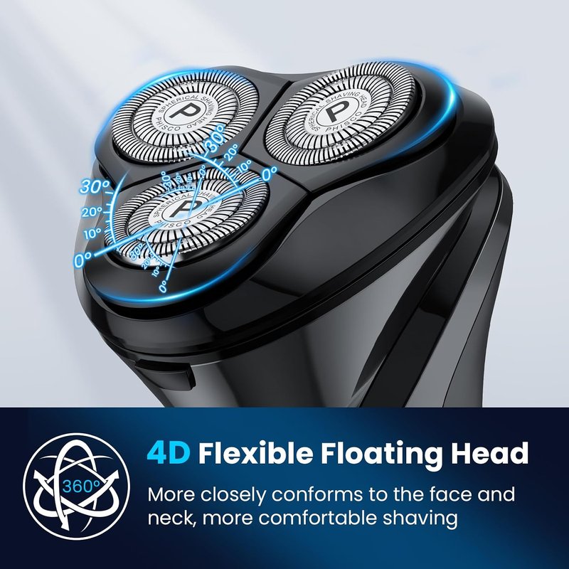 Electric Razor for Men - Cordless IPX7 Waterproof Shaver for Sensitive Skin | Wet/Dry Shaving, Travel-Friendly