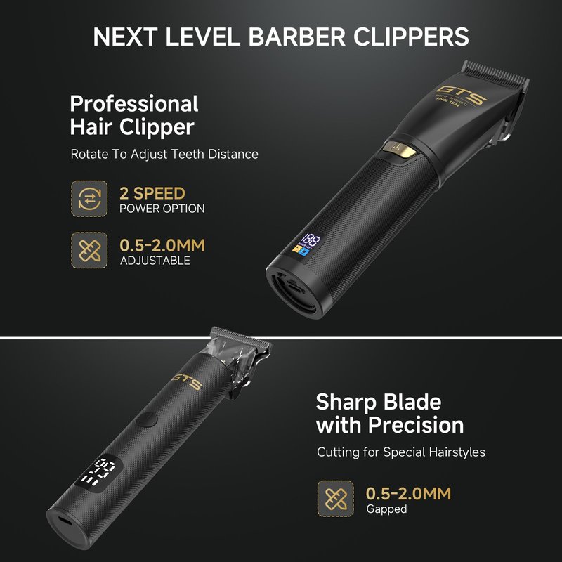 GTS Hair Clippers for Men Professional, Beard Trimmer Kits & Sets, Cordless Mens Hair Trimmer, Electric Shavers, Haircutting Machine with LED Display, for Barber 4 in 1