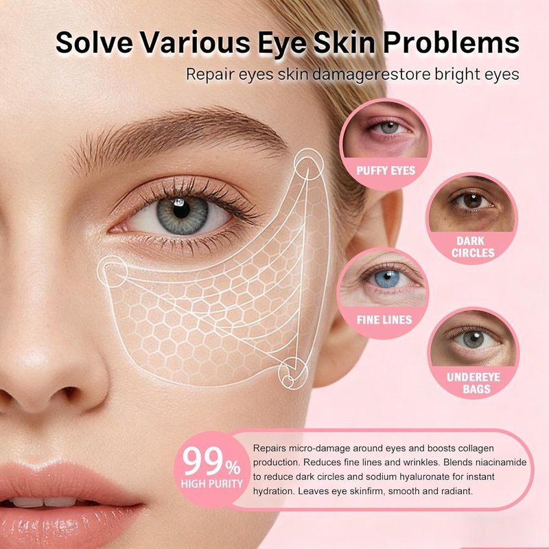 Collagen Eye Masks & Lip Masks - Pink Under Eye Patches for Puffy Eyes | Korean Skincare Gift Set