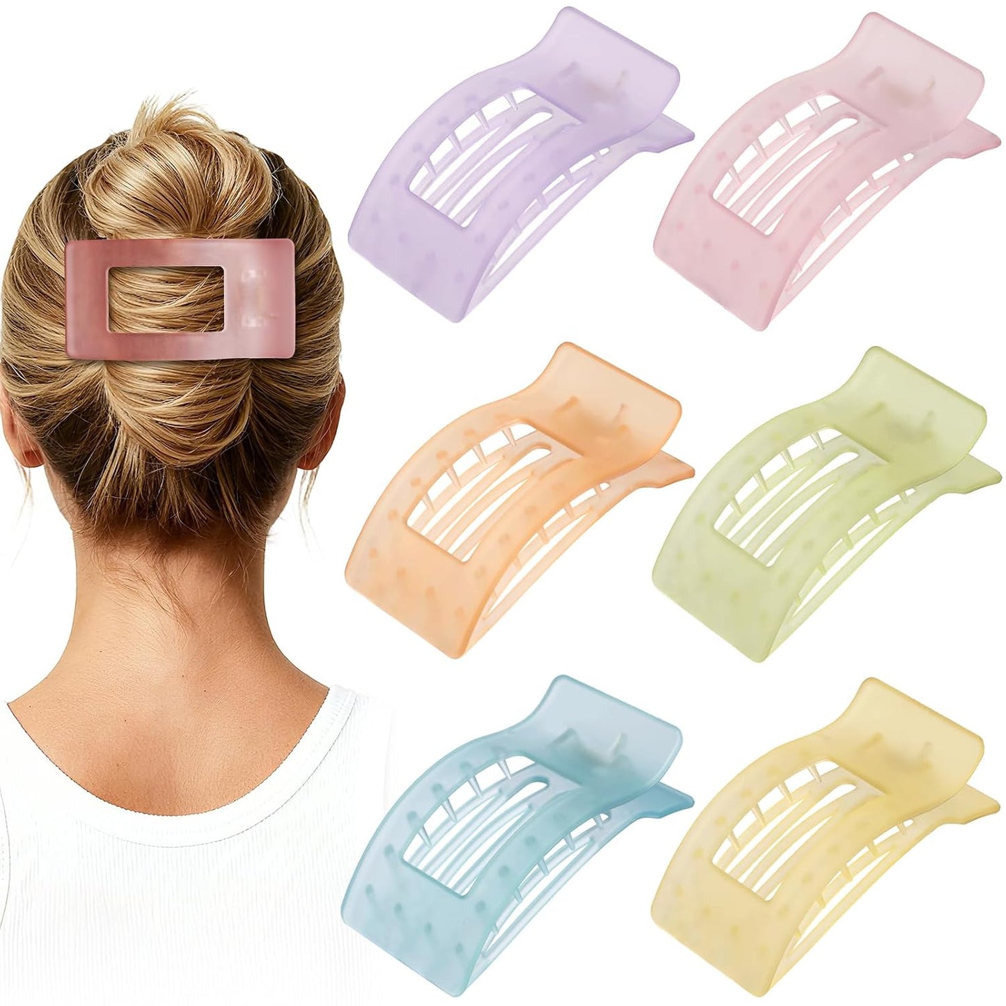 French Flat Hair Clips - 6pcs Matte Claw Clips for Thick or Thin Hair | Non-Slip Strong Hold Accessories