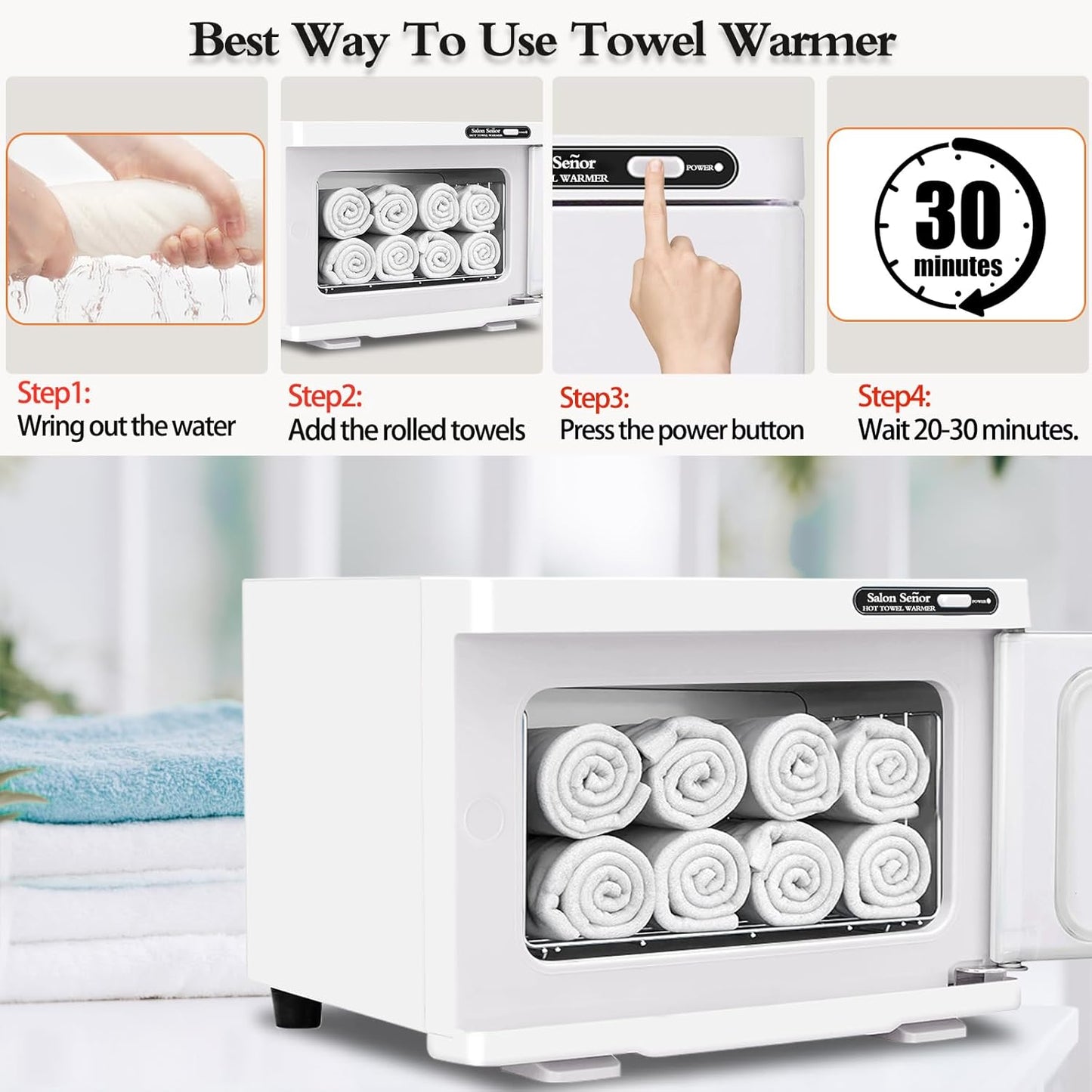 Small Towel Warmer - Fast Heating Hot Towel Cabinet for Massage & Facial Care | Compact Design