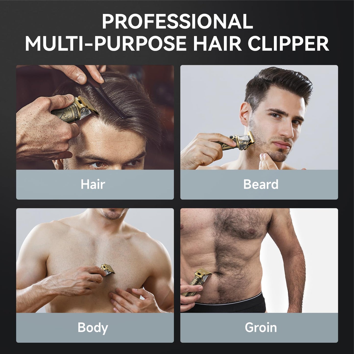Ciada Hair Clippers for Men Professional Hair Trimmer Barbers Beard Trimmer Shaver Razor Hair Grooming Cutting Kit at Home T Blade Liner Trimmer Cordless Rechargeable Zero Gapped Edgers Gifts for Men